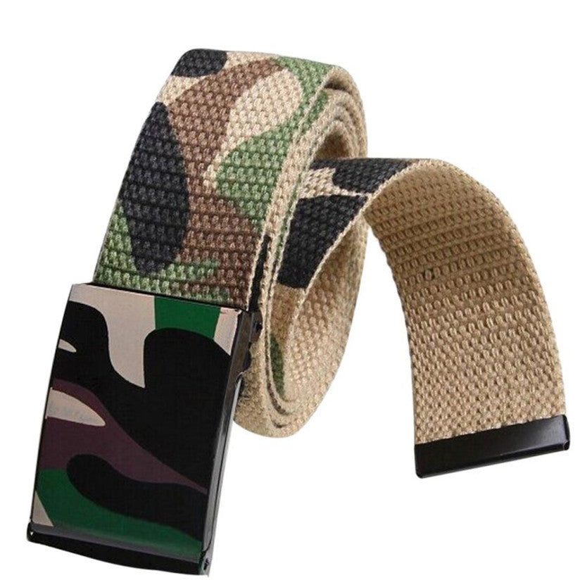 Square Military Buckle Canvas Unisex Belt