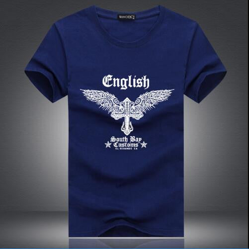 English Eagle Solid Color Cotton Men's T-Shirts