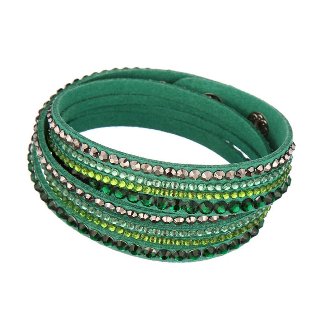 Leather Multi-layer Crystal Wrap Bracelets mj-