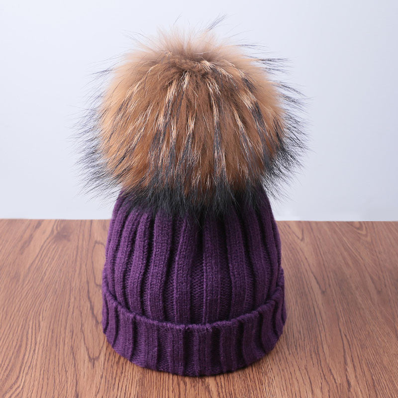 Fur Velvet Knitted Hats For Women