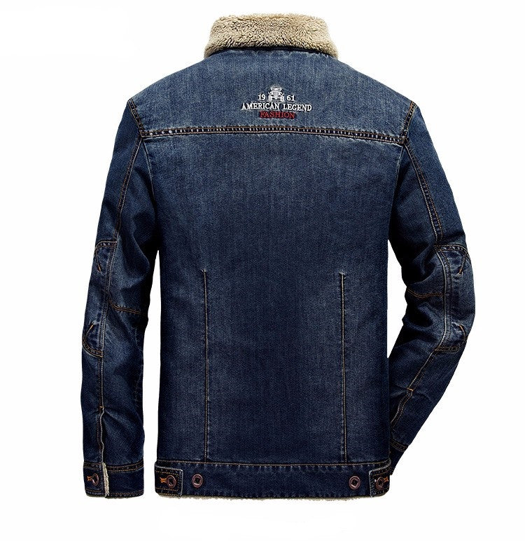 Europe Style Fur Thick Jeans Casual Jacket for Men