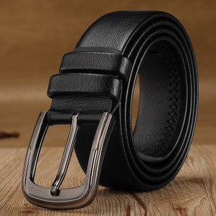 Classic Black Buckle Leather Belt For Men