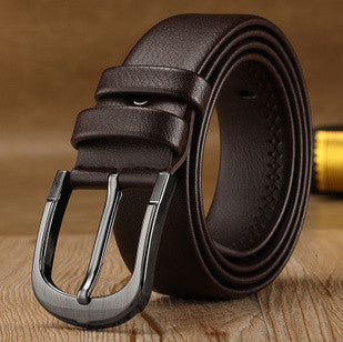 Classic Black Buckle Leather Belt For Men