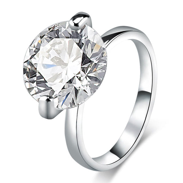 Big 10 Carat Cubic Zircon White Gold Plated Engagement Ring wr-