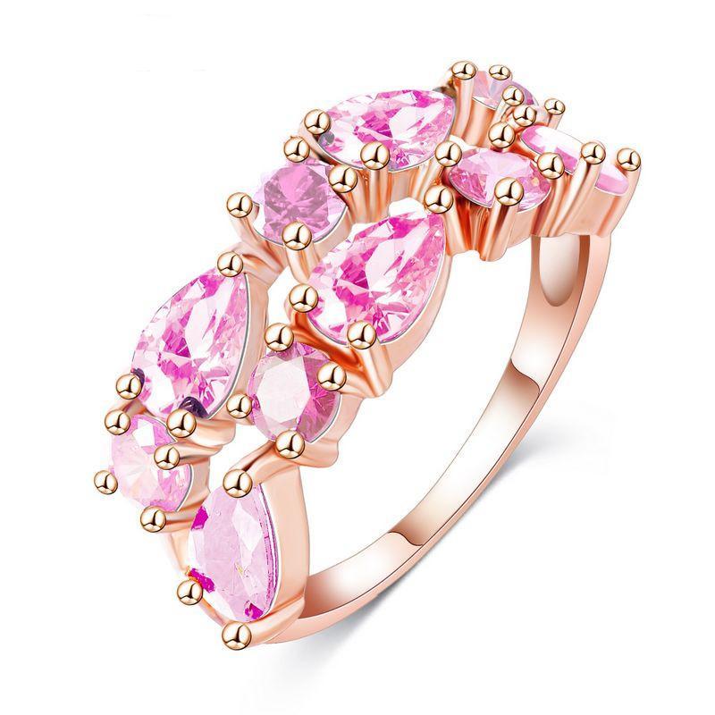 Wedding Ring Rose Gold Plated With Colorful Austrian Zirconia wr-