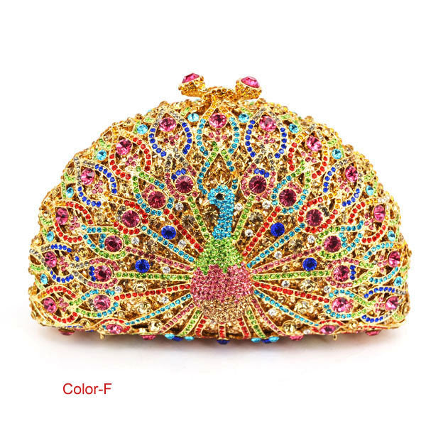 Luxury Crystal Evening Bag Peacock Clutch Design Party Purse