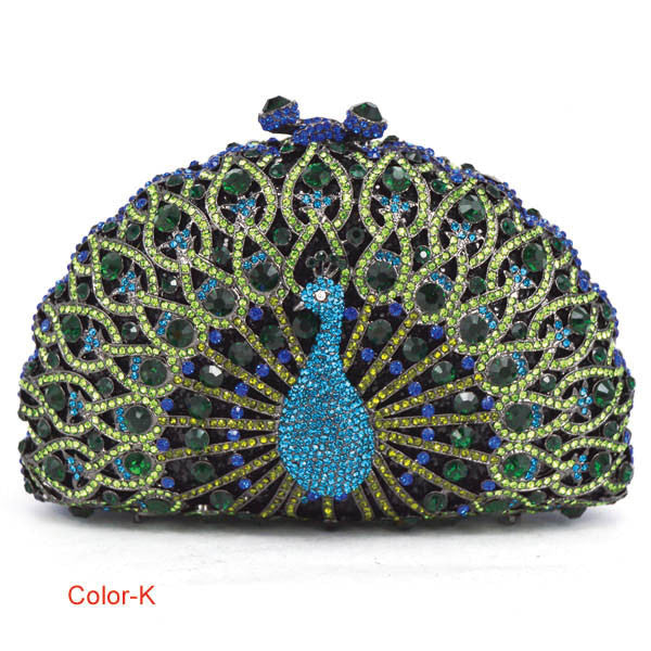 Luxury Crystal Evening Bag Peacock Clutch Design Party Purse