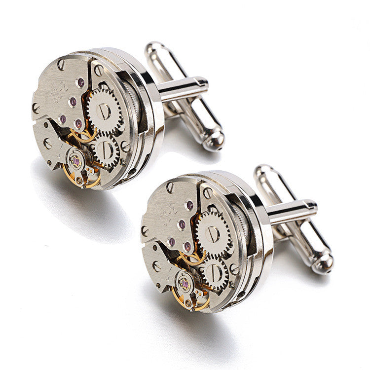 Watch Movement Gear Mechanism Cufflinks for Men