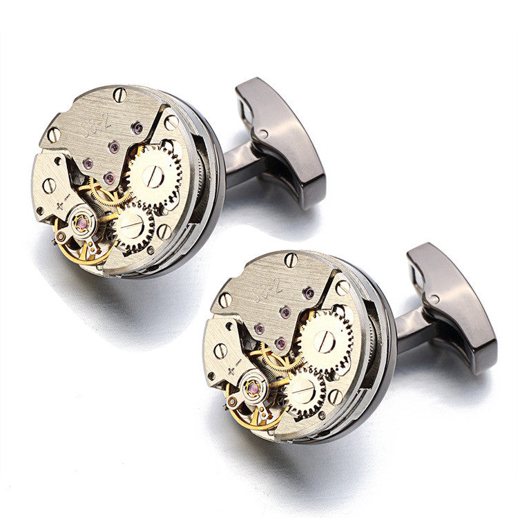 Watch Movement Gear Mechanism Cufflinks for Men