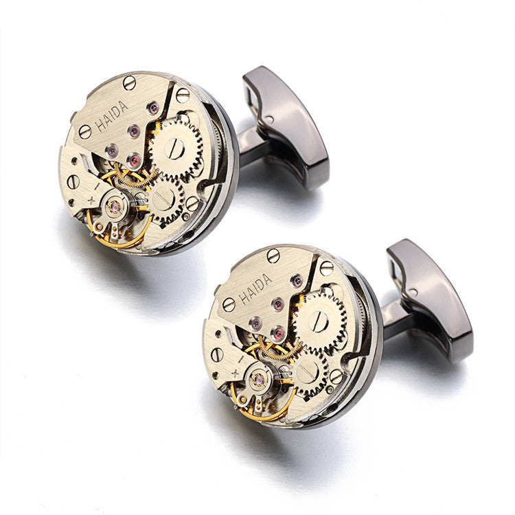 Watch Movement Gear Mechanism Cufflinks for Men