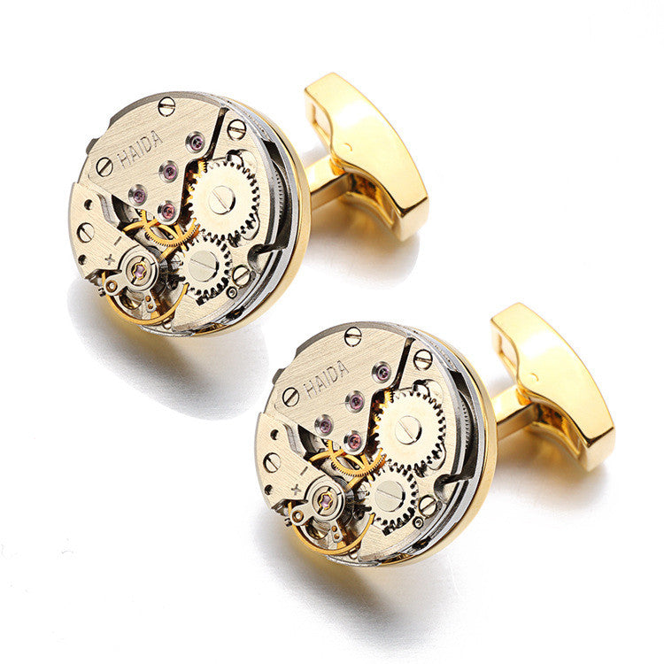 Watch Movement Gear Mechanism Cufflinks for Men