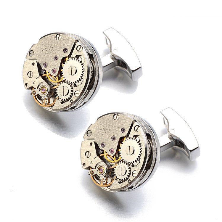 Watch Movement Gear Mechanism Cufflinks for Men