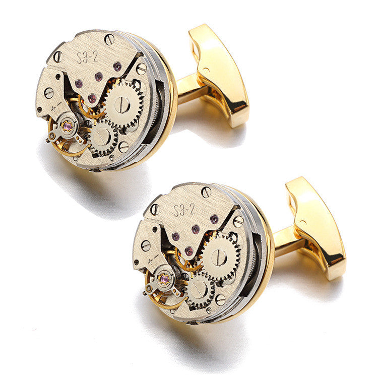 Watch Movement Gear Mechanism Cufflinks for Men