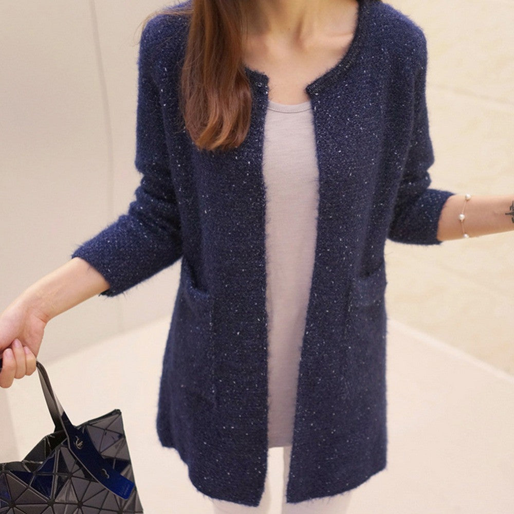 Long Cardigan Long Sleeve Knitted  Sweaters For Women