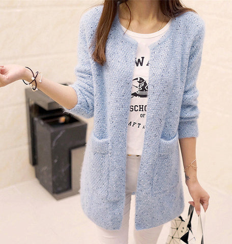 Long Cardigan Long Sleeve Knitted  Sweaters For Women
