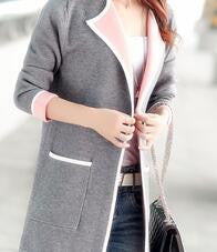 Long Full Sleeve Slim Pocket Knitted Cardigan Sweaters for Women