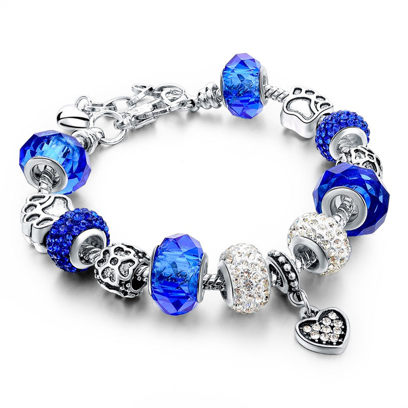 Authentic Tibetan Silver Blue Crystal Charm Bracelets