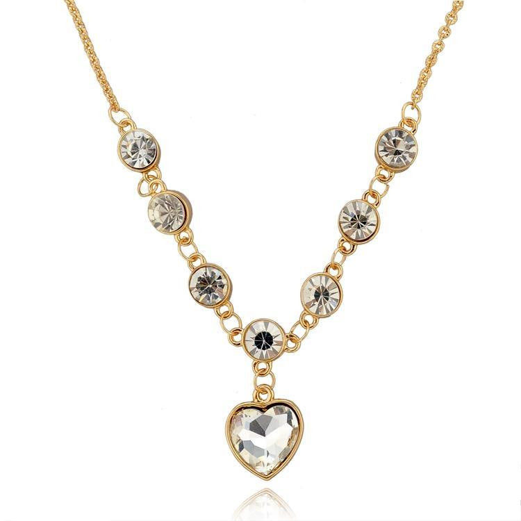 Classic Austrian Crystal Heart Necklaces Wedding Jewelry