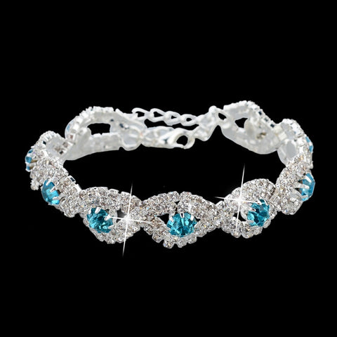 Luxury Crystal Silver Bangles Bridal Wedding Bracelets Jewelry