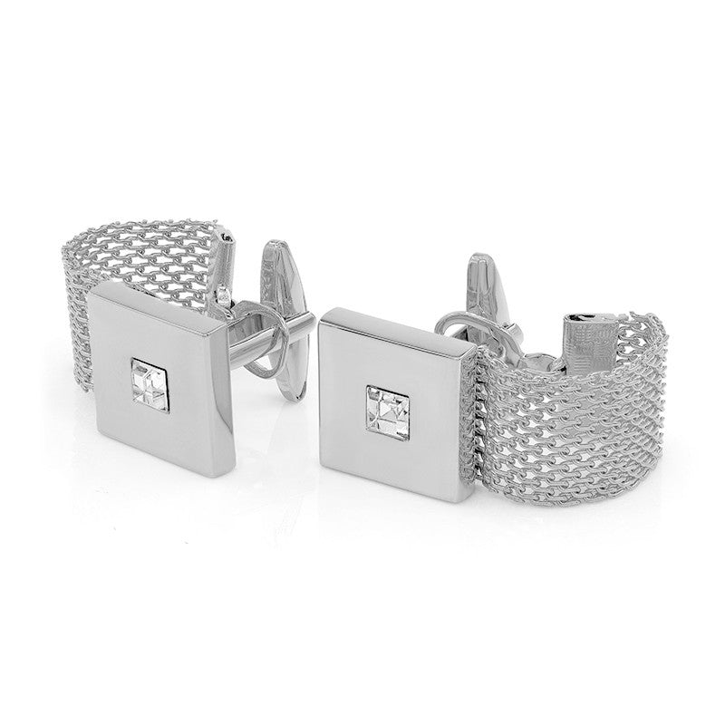 Luxury Gold Plated Chain Cufflinks With Crystal