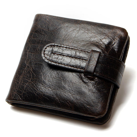 Luxury Vintage Casual Genuine Cowhide Oil Wax Leather Men's Wallets