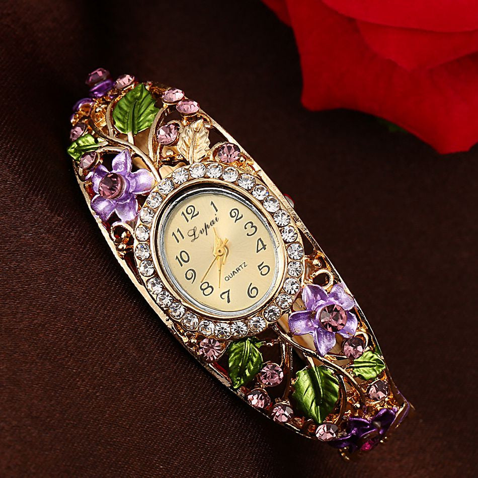 Crystal And Flower Design Vintage Watches ww-b