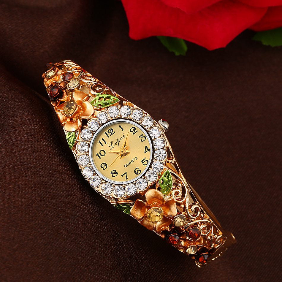 Crystal And Flower Design Vintage Watches ww-b