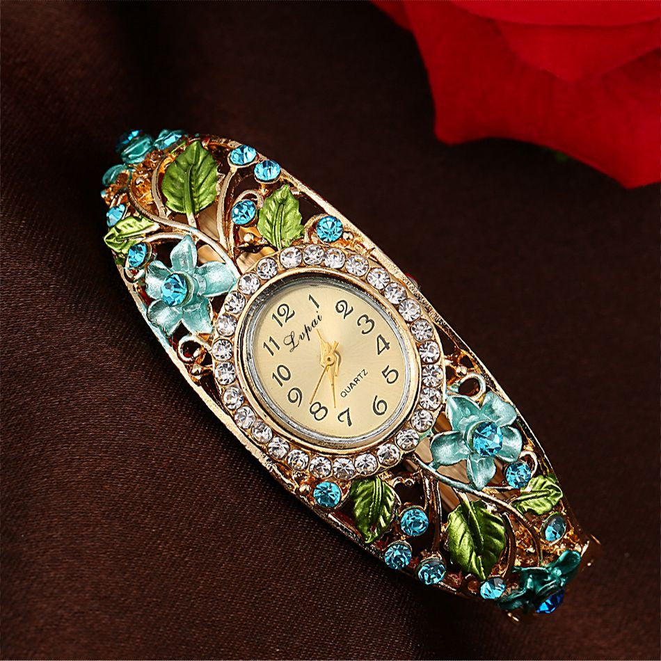 Crystal And Flower Design Vintage Watches ww-b