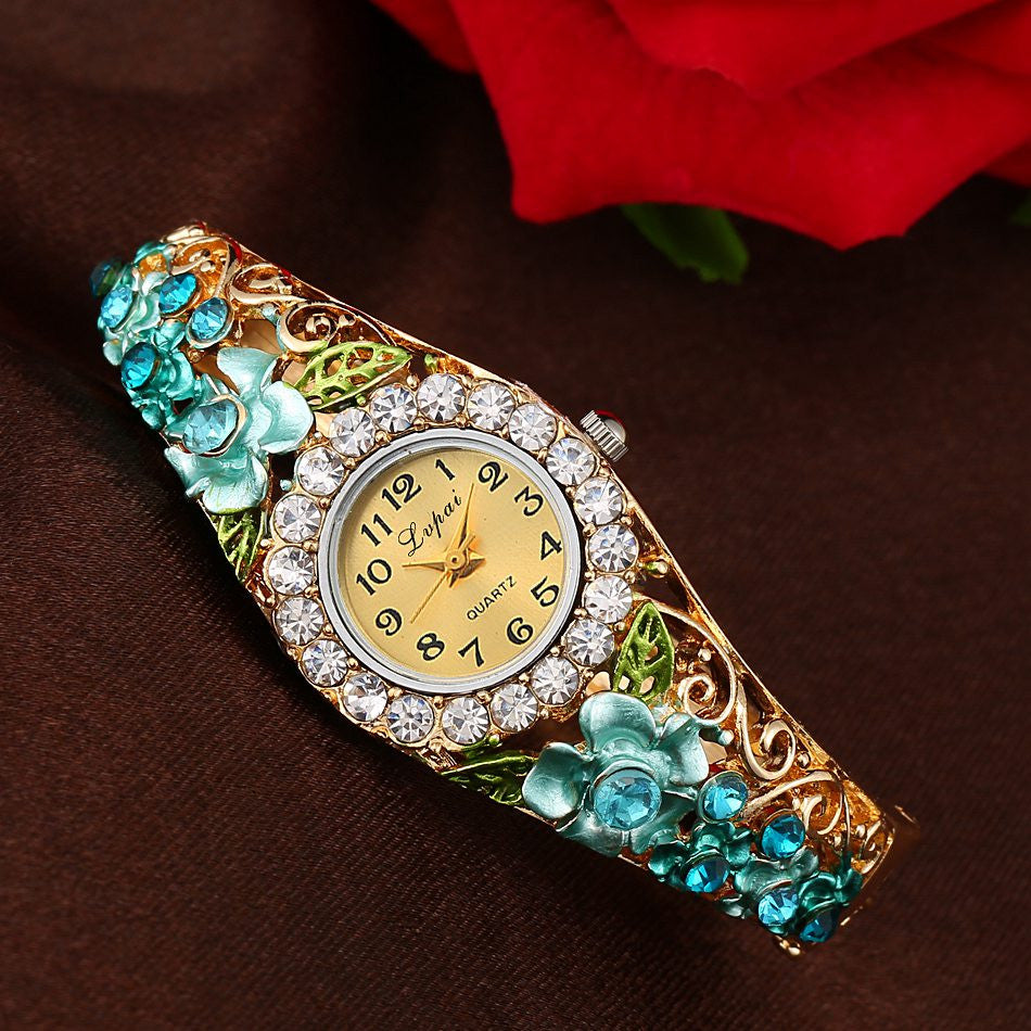 Crystal And Flower Design Vintage Watches ww-b