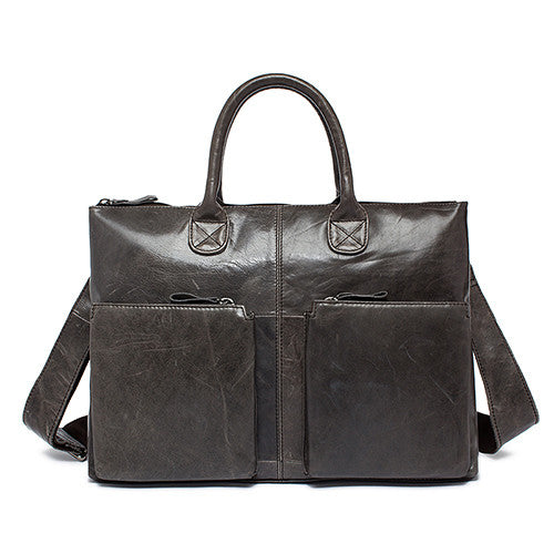 Genuine Leather Men's Briefcase 14inch Laptop Bag