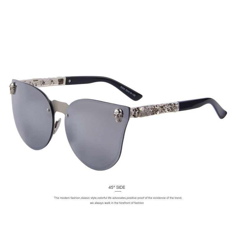 Skull Frame Metal Temple Sunglasses For Women