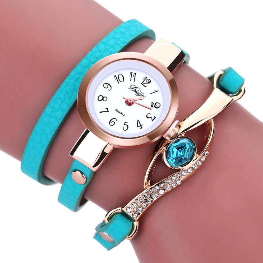 Diamond Bracelet Watches Wrap Around Leatheroid Wrist Watch ww-b