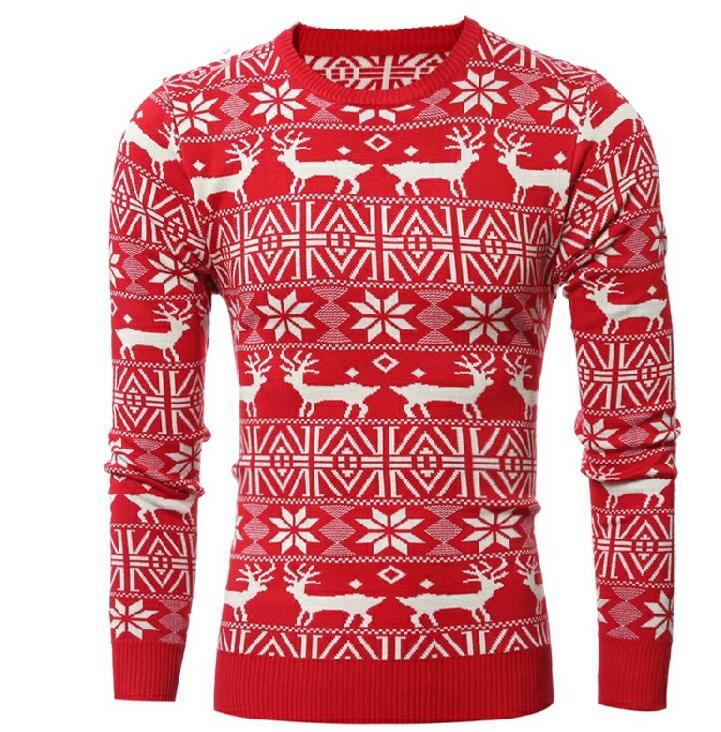 Deer Pattern Long Sleeve Men's Sweater