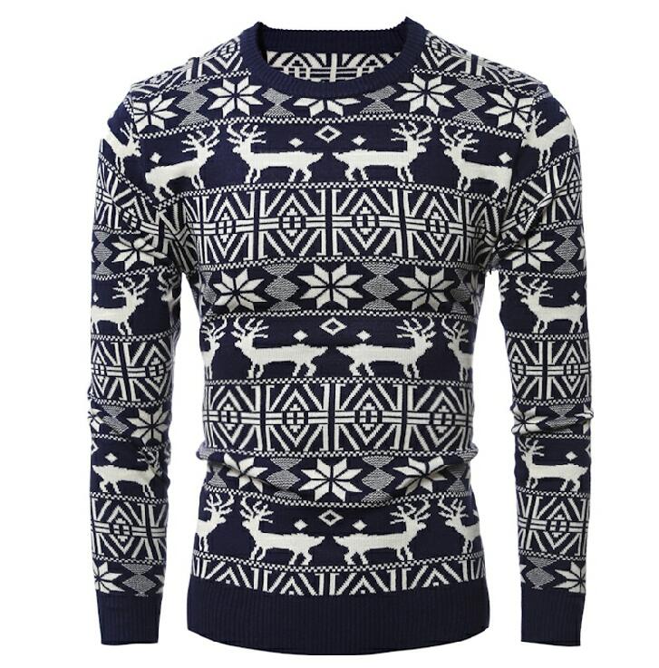 Deer Pattern Long Sleeve Men's Sweater