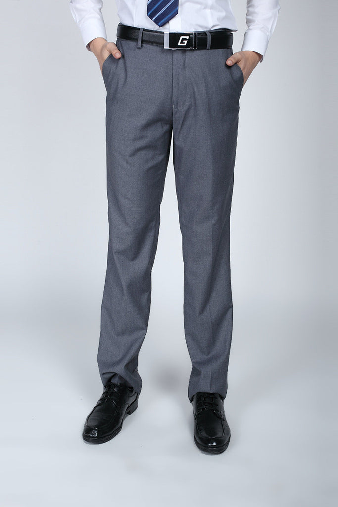 Elastic Waist Business Men's Formal Pants Straight Dark Gray