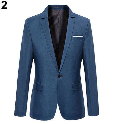 Fashion Slim Fit Formal One Button Suit Blazer for Men