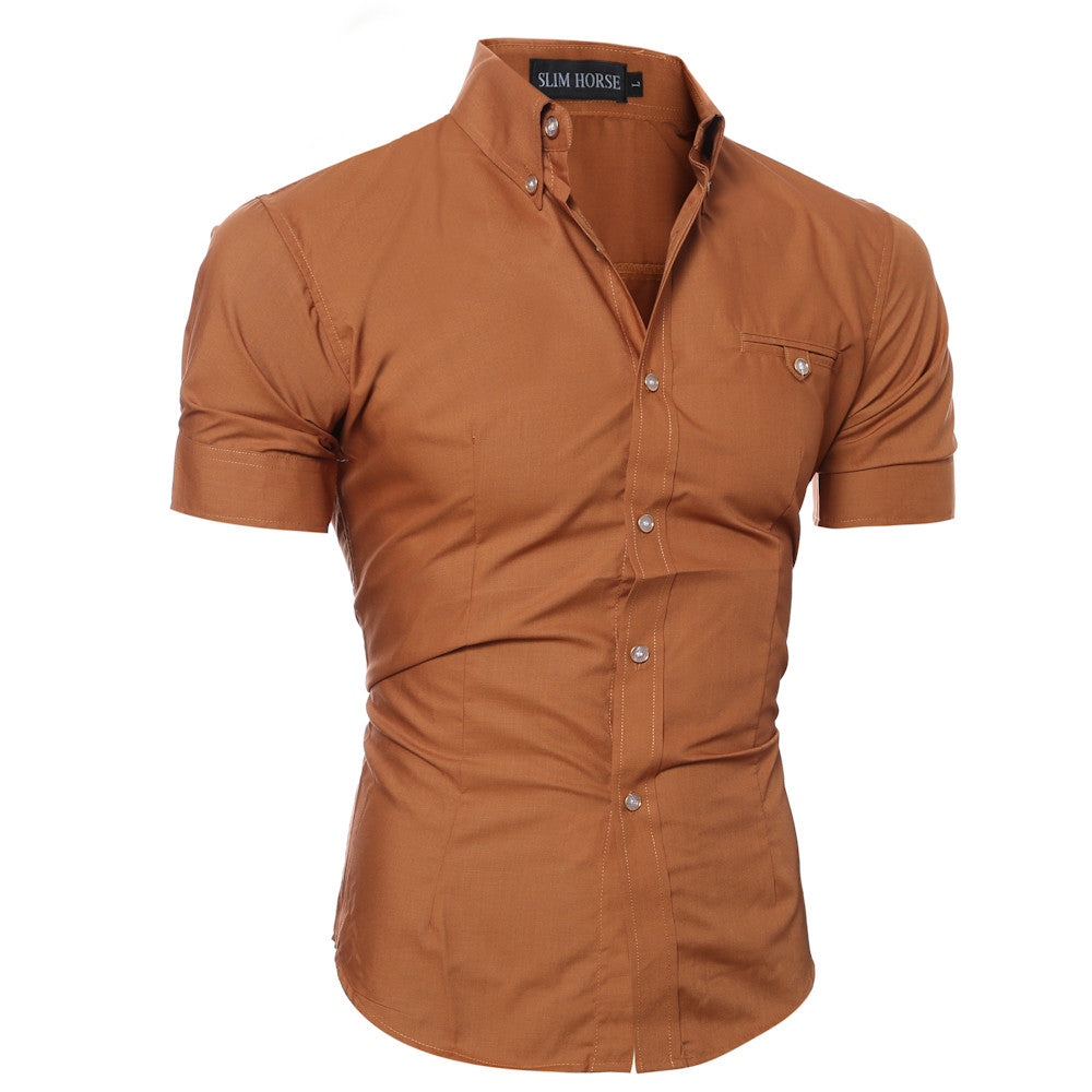 Brand Short Sleeve Casual Slim Fit Shirt for Men