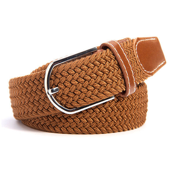 31 Colors Canvas Plain Webbing Metal Buckle Woven Stretch Unisex Belt