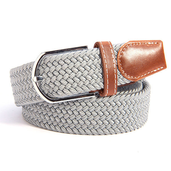 31 Colors Canvas Plain Webbing Metal Buckle Woven Stretch Unisex Belt