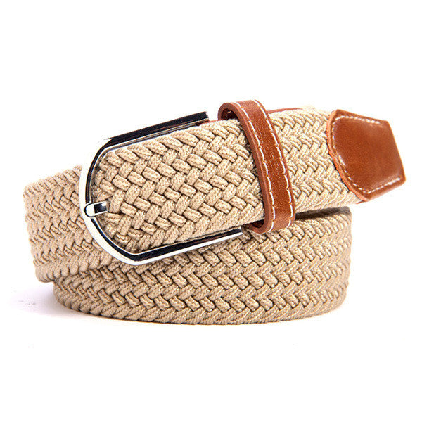 31 Colors Canvas Plain Webbing Metal Buckle Woven Stretch Unisex Belt