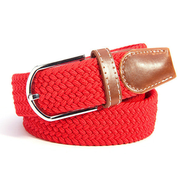 31 Colors Canvas Plain Webbing Metal Buckle Woven Stretch Unisex Belt