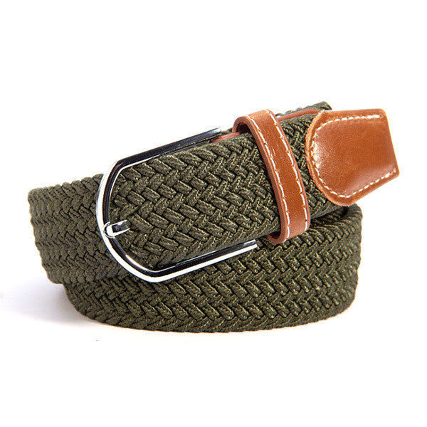 31 Colors Canvas Plain Webbing Metal Buckle Woven Stretch Unisex Belt