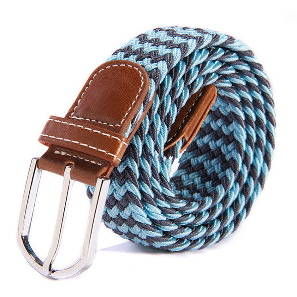 31 Colors Canvas Plain Webbing Metal Buckle Woven Stretch Unisex Belt