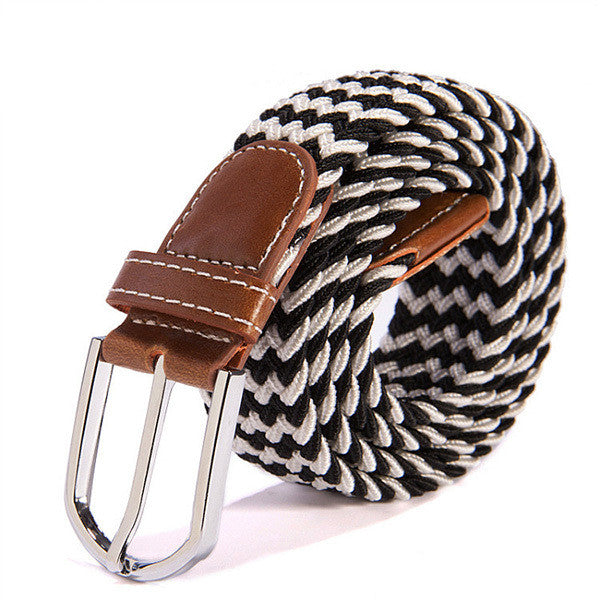 31 Colors Canvas Plain Webbing Metal Buckle Woven Stretch Unisex Belt