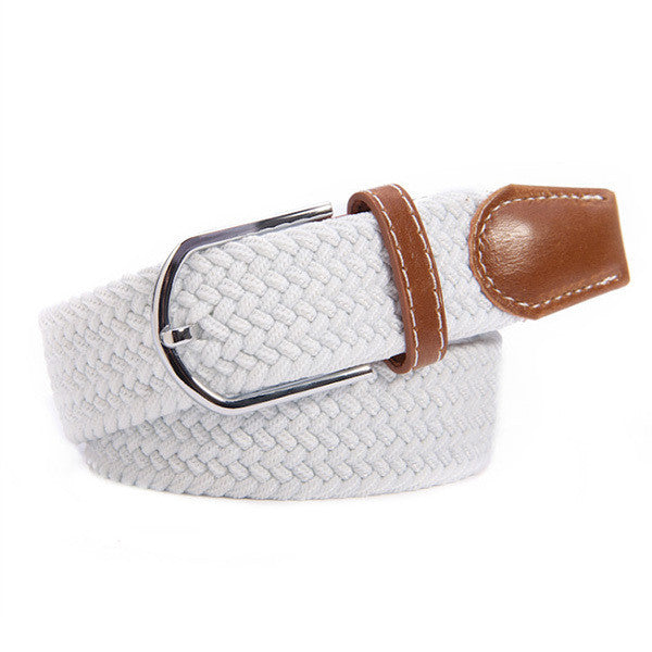 31 Colors Canvas Plain Webbing Metal Buckle Woven Stretch Unisex Belt