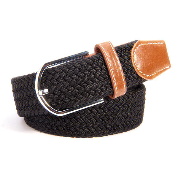 31 Colors Canvas Plain Webbing Metal Buckle Woven Stretch Unisex Belt