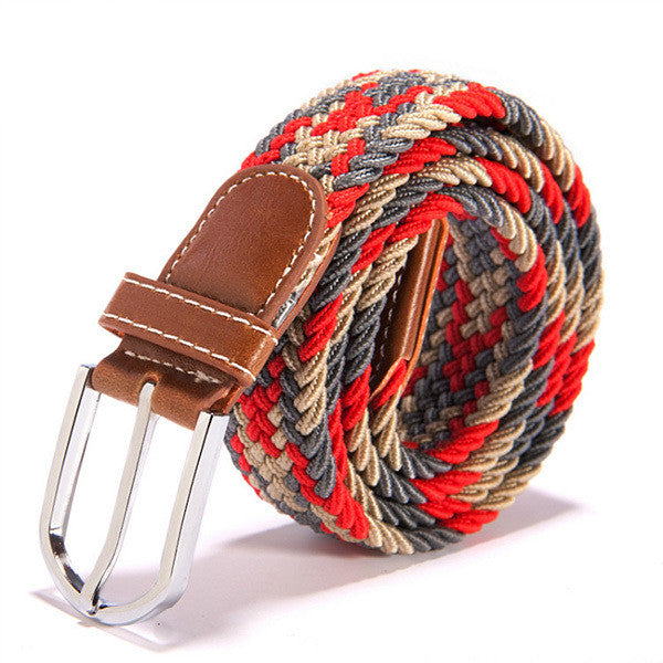 31 Colors Canvas Plain Webbing Metal Buckle Woven Stretch Unisex Belt
