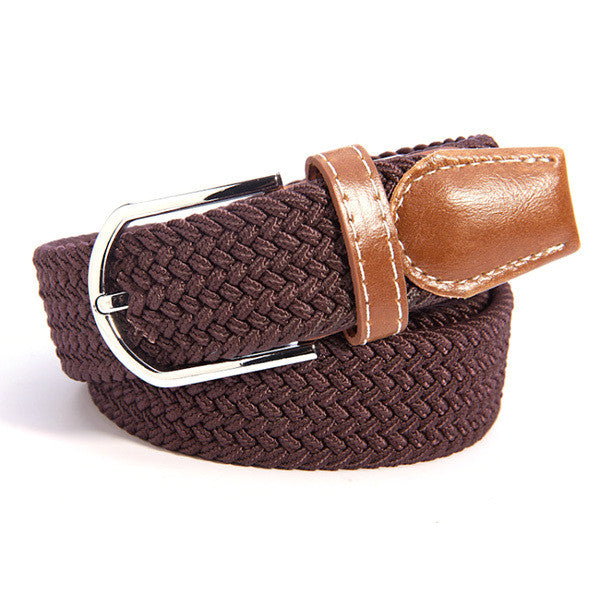 31 Colors Canvas Plain Webbing Metal Buckle Woven Stretch Unisex Belt