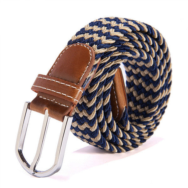 31 Colors Canvas Plain Webbing Metal Buckle Woven Stretch Unisex Belt