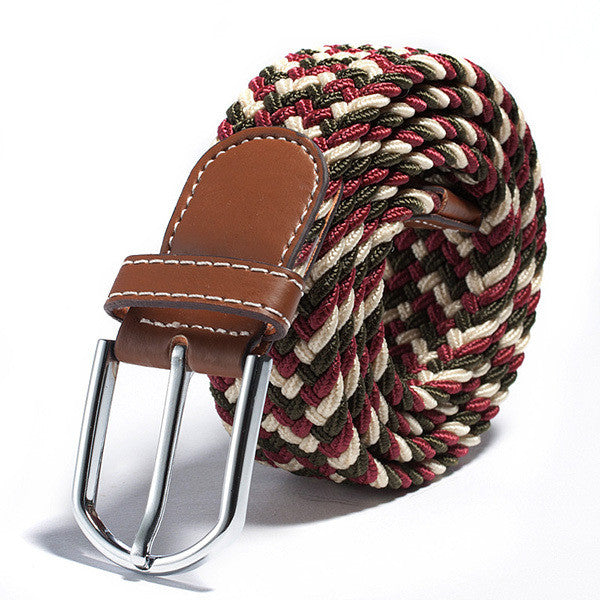 31 Colors Canvas Plain Webbing Metal Buckle Woven Stretch Unisex Belt